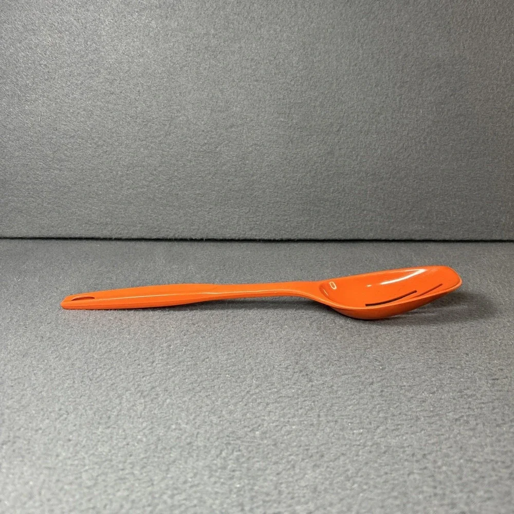 Vintage Foley Orange Plastic Slotted Serving Spoon‎ Mid-Century Kitchenware